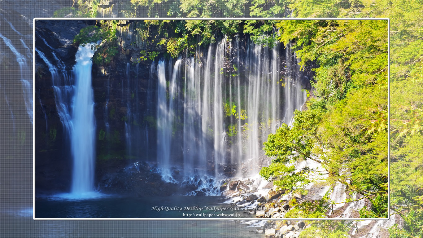 富士山の壁紙/Wallpaper of白糸の滝 in Fuji Lake Districti (1366×768)