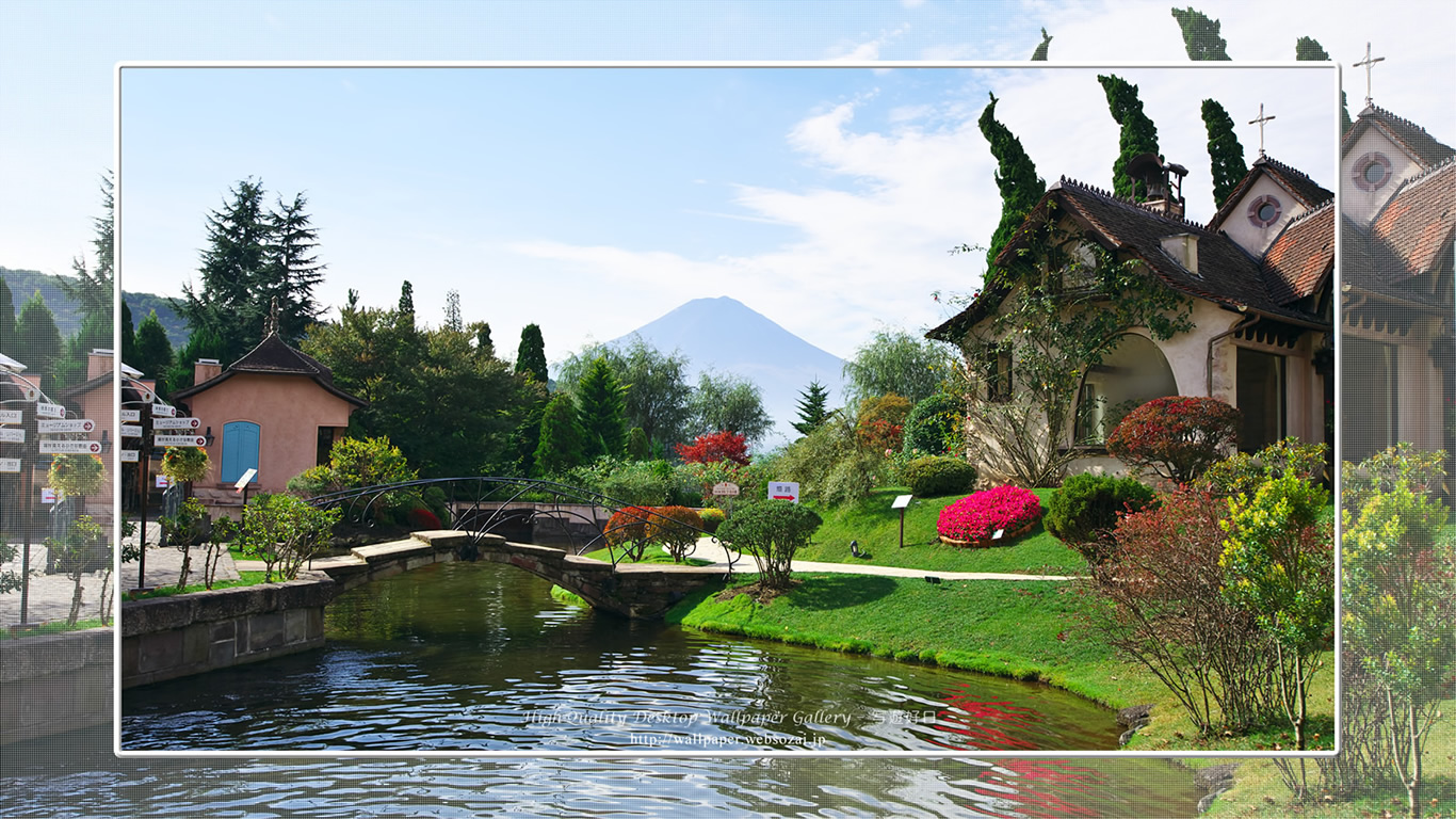 富士山の壁紙／Wallpaper of富士山（オルゴール館）-4 in Fuji Lake Districti (1366×768)